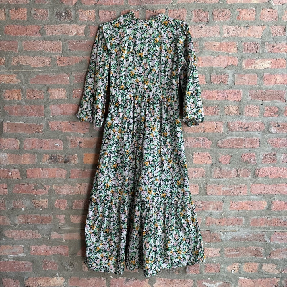 Floral Tiered Maxi Dress - Green & Pink - Picture 6 of 6